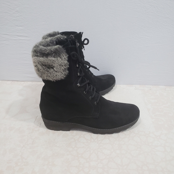 Aquatalia Women's Weatherproof Marvel Fur Trim Lace up Ankle Booties Siz… - Picture 2 of 13